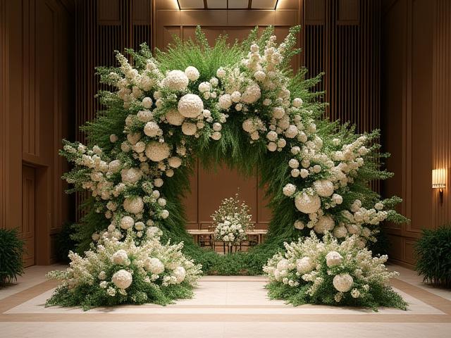 華やかに植物が飾られたイベント会場の装飾イメージ